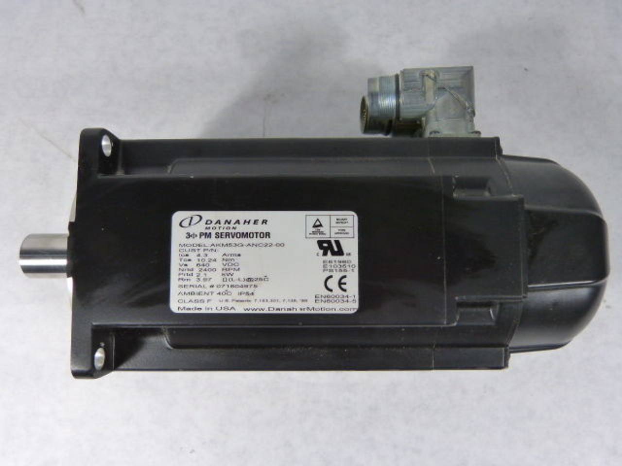 Danaher Servo Motor 2.1kW 2400RPM 640VDC 10.24Nm 4.3A USED