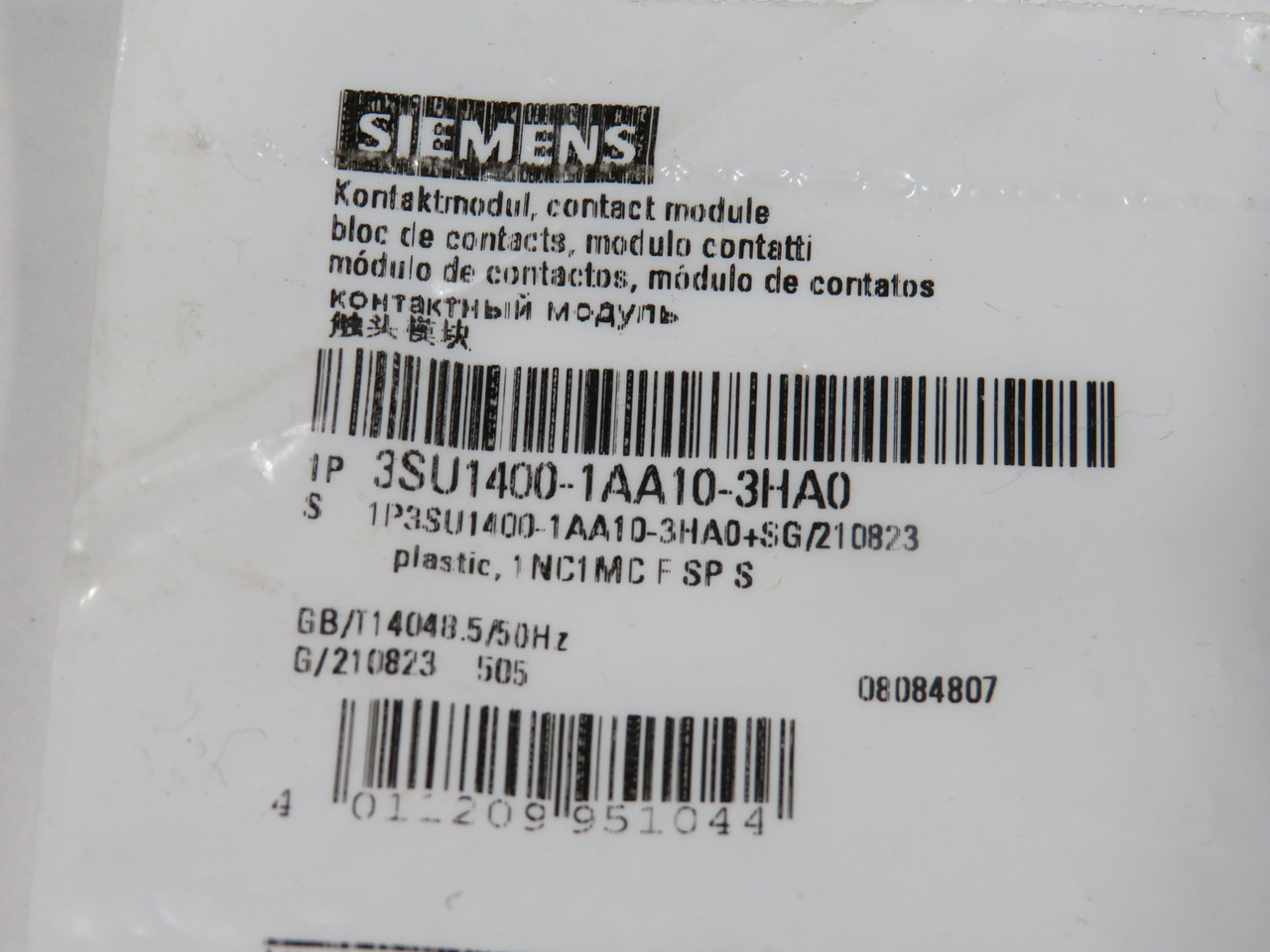 Siemens 3SU1400-1AA10-3HA0 Contact Block 1NC 230V NWB