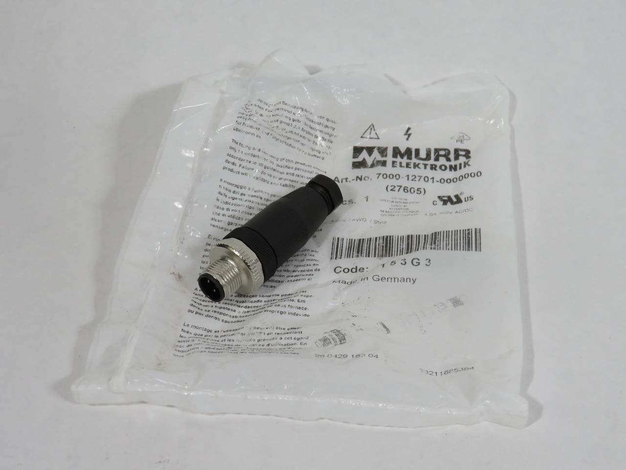 Murrelektronik 7000-12701-0000000 Male Straight Connector M12 OPEN BAG NWB