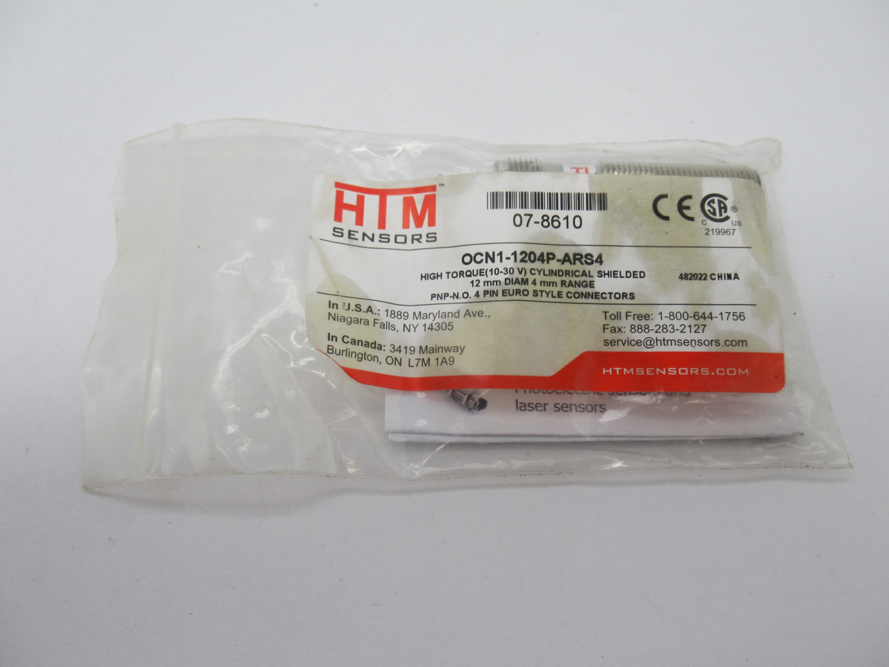 HTM Sensors OCN1-1204P-ARS4 Proximity Sensor 4mm Range 12mm D PNP-NO NWB