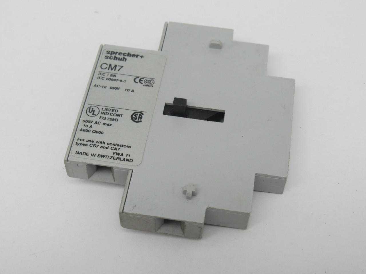 Sprecher + Schuh CM7-02 Interlock Auxiliary Contact Block 2NC 10A 600VAC USED