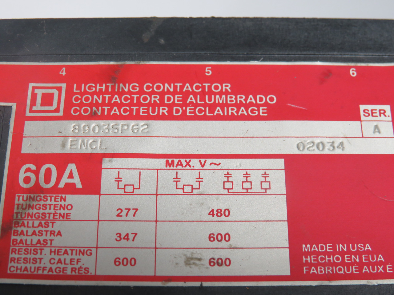 Square D 8903SPG2 Lighting Contactor MISSING SCREWS/SHELF WEAR USED