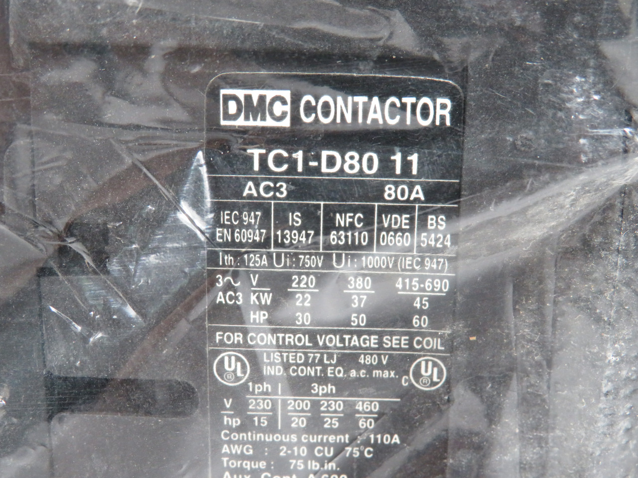 DMC TC1-D8011-G7 3-Pole Contactor 120V 50-60Hz NEW