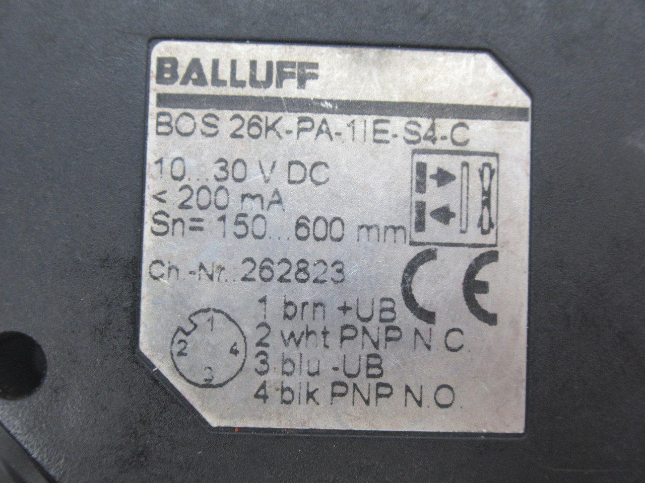 Balluff BOS26K-PA-1IE-S4-C Photoelectric Diffuse Sensor 150-600mm Range USED