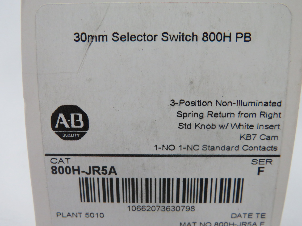 Allen-Bradley 800H-JR5A Series F 3-Position Selector Switch 1NO 1NC *SEALED* NEW