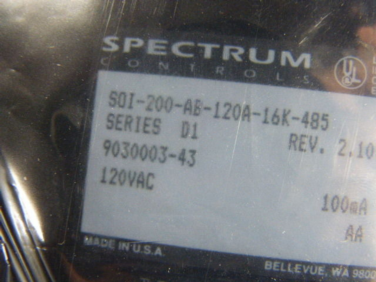 Spectrum SOI-200-AB-120A-16K-485 Operator Interface 4x20LCD RS422 16K Mem ! NEW!