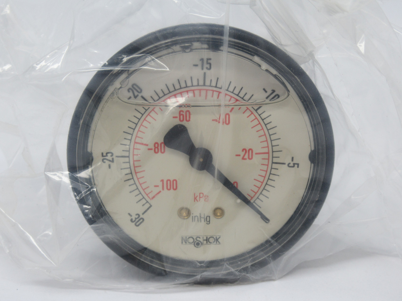 Noshok 25-910-30VAC/KPA Liquid Filled Vacuum Gauge -30inHg-0psi 2-1/2" Diam NEW