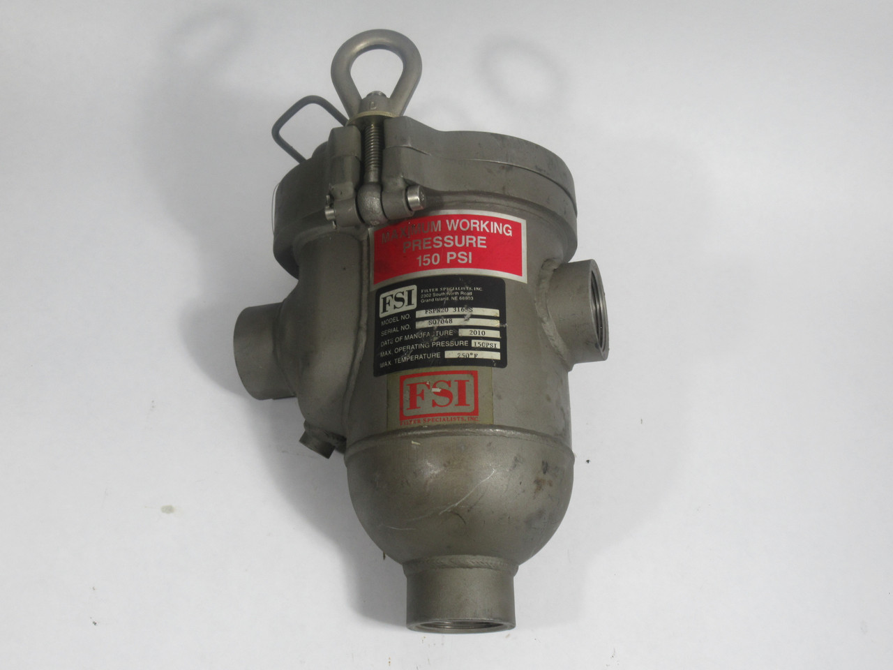 FSI FSPN20-316SS Single Bag Filter Vessel Housing w/ Strainer 150PSI USED