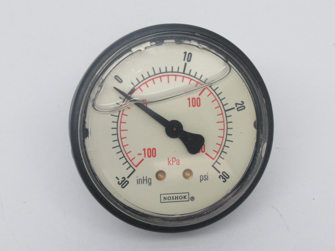 Noshok 25-910-30/30PSI/KPA Liquid Filled Pressure Gauge -30inHg-30psi USED