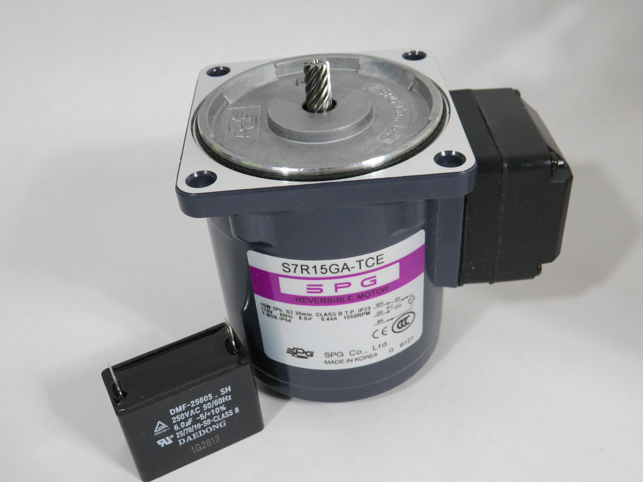 SPG S7R15GA-TCE Reversing Motor 15W 1550rpm 110V 1Ph 0.44A 60Hz 6uf DMG BOX NEW
