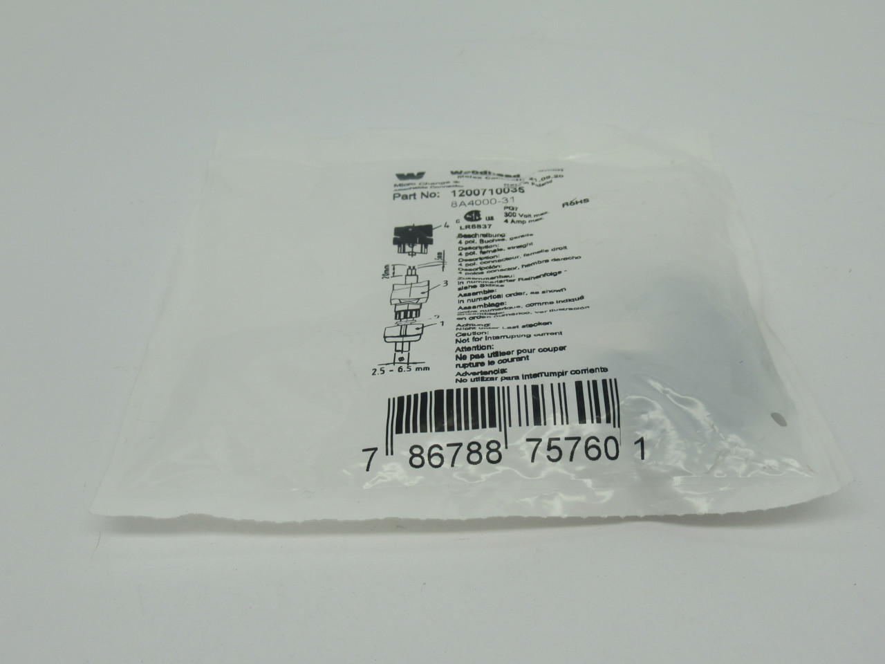 Woodhead 1200710035 Micro Change M12 Cable Connector Single Keyway NWB