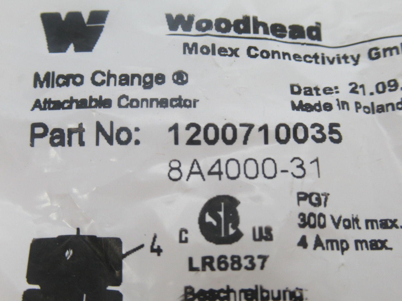 Woodhead 1200710035 Micro Change M12 Cable Connector Single Keyway NWB