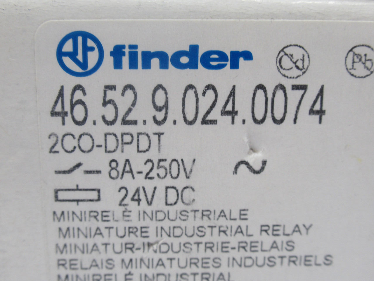 Finder 46.52.9.024.0074 Plug In Relay 24VDC Coil 8A 250V 8-Pin *LOT OF 6* NEW