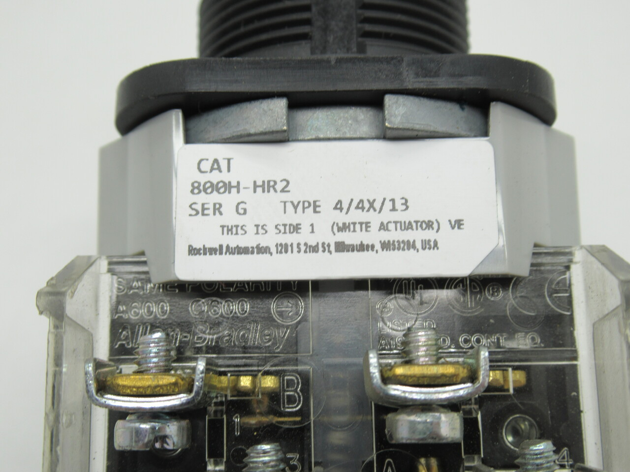 Allen-Bradley 800H-HR2A Series G 2-Position Selector Switch 1NO 1NC NOP