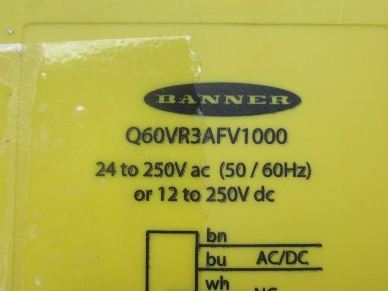 Banner Q60VR3AFV1000 Range Adjustable Field Sensor 200-1000mm Range 1.9m L USED