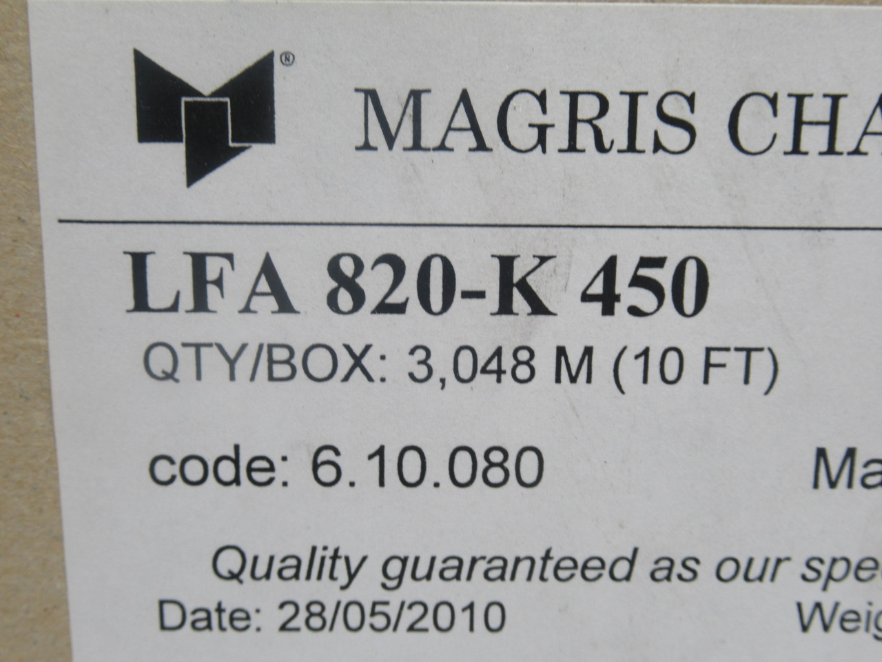 Magris Chains LFA820-K450 Table Top Chain 10FT 4-1/2" Width *SEALED* NEW