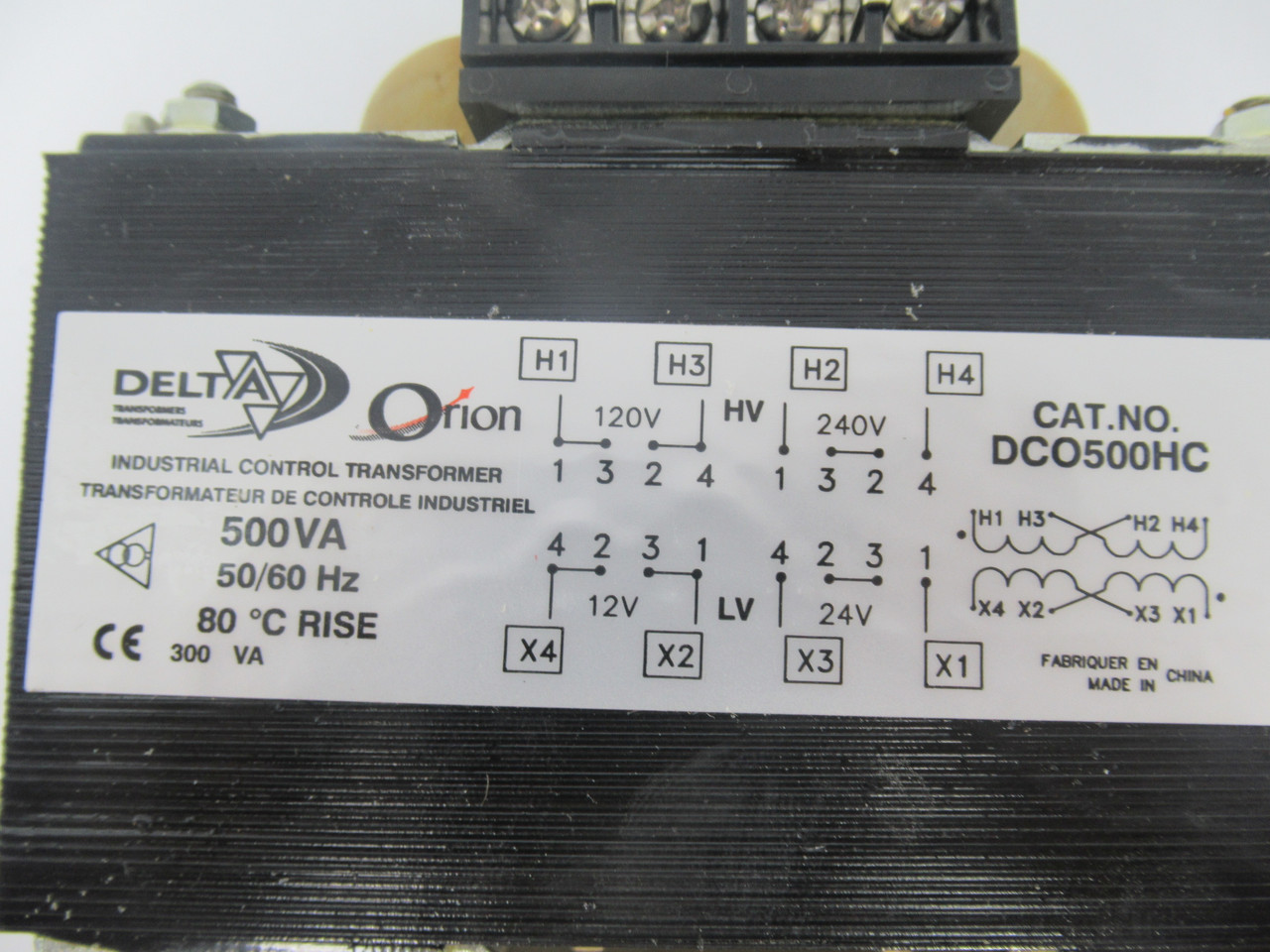 Delta DCO500HC Orion Control Transformer 500VA Pri.120x240V Sec.12x24V NEW