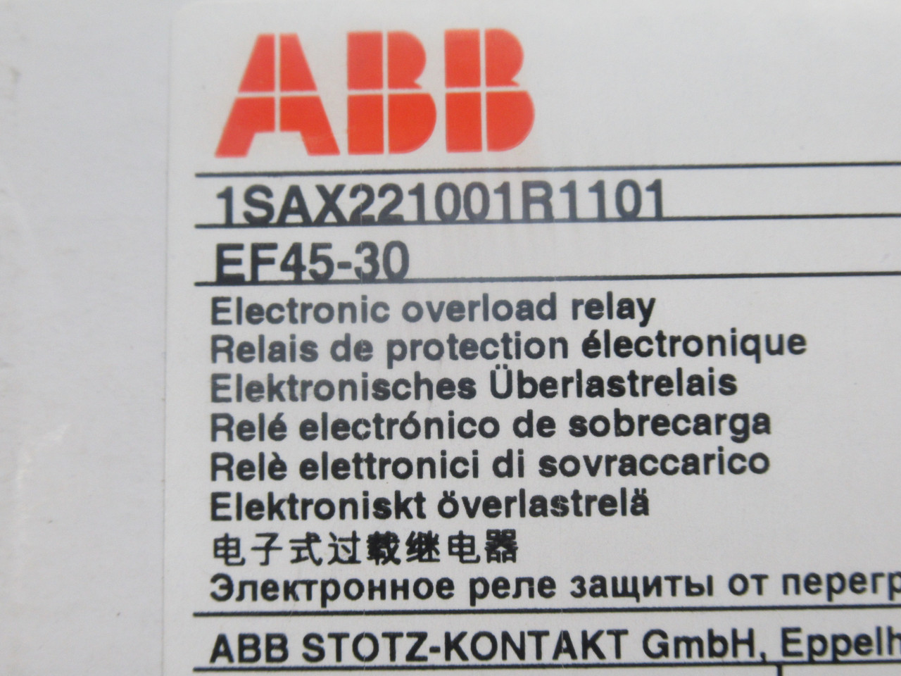 ABB EF45-30 Electronic Overload Relay 9-30A 690V Class 10E-30E NEW