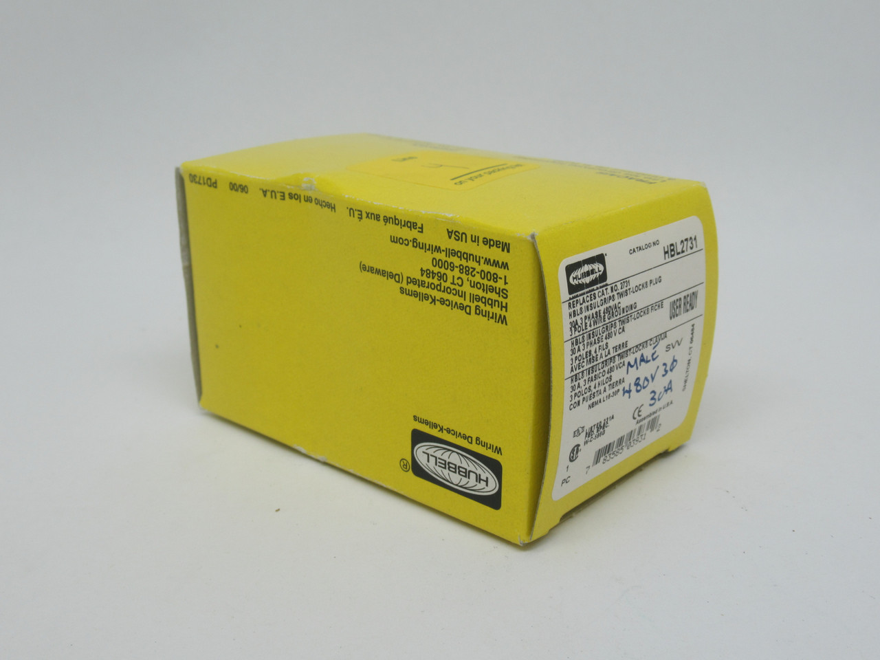 Hubbell HBL2731 Insulgrip Twistlock Plug 30A 3Ph 480VAC 3P 4W NEW