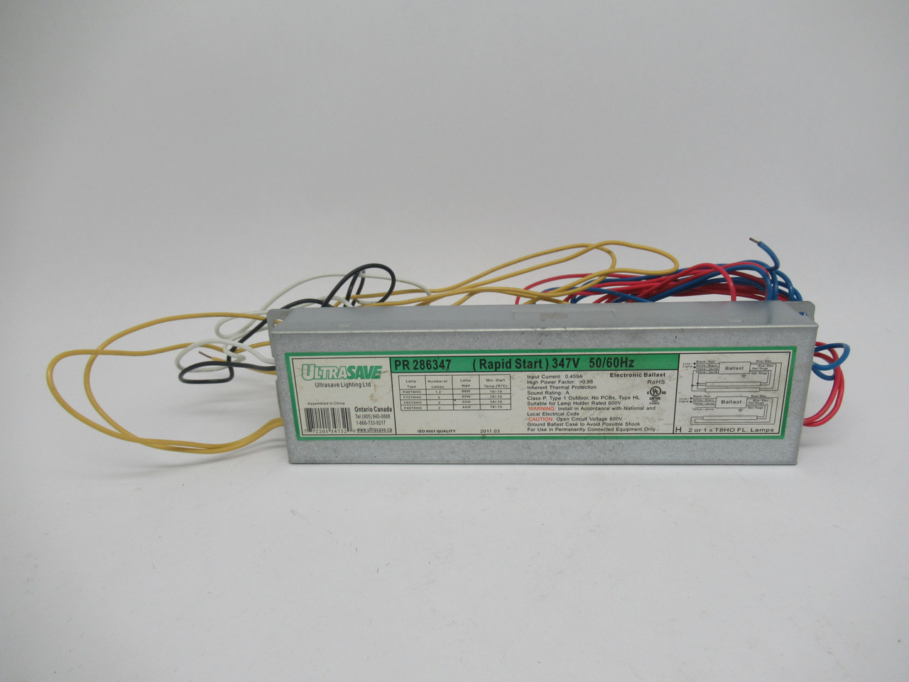 Ultrasave PR286347 Rapid Start Ballast 347V 0.459A 50/60Hz USED