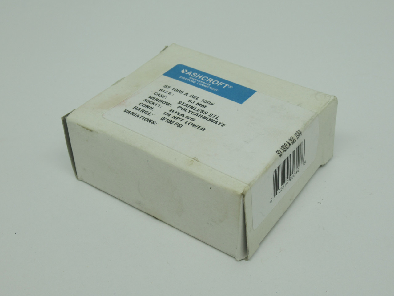 Ashcroft 631008A02L100# Pressure Gauge 0-100psi 63mm D 1/4"NPT Lower NEW