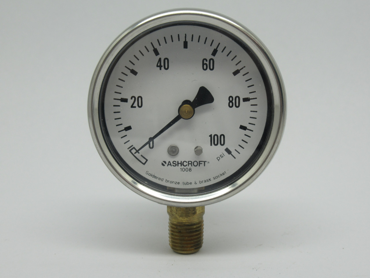 Ashcroft 631008A02L100# Pressure Gauge 0-100psi 63mm D 1/4"NPT Lower NEW