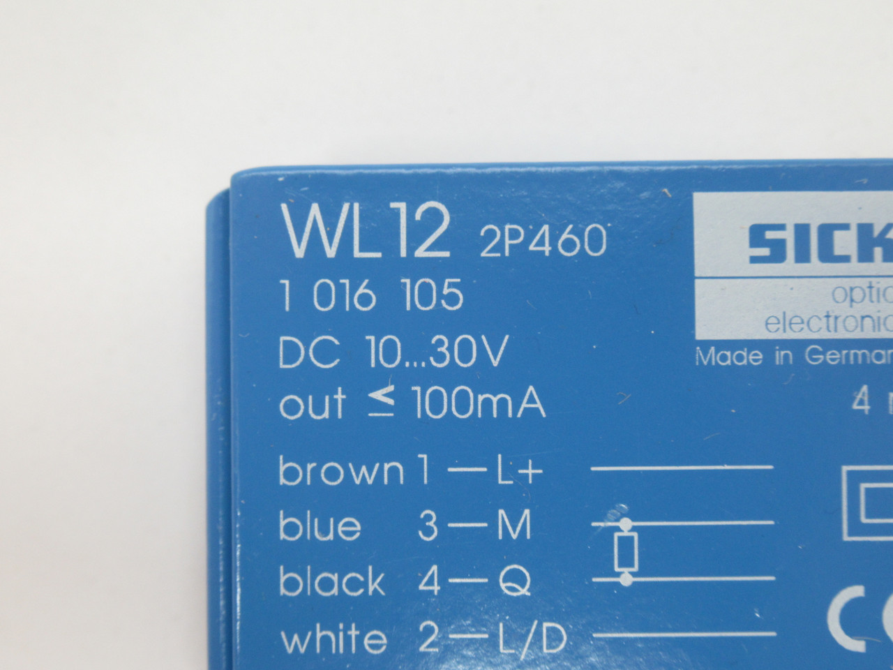 Sick WL12-2P460 1016105 Retro-Reflective Sensor 10-30VDC 100mA 4m Range USED