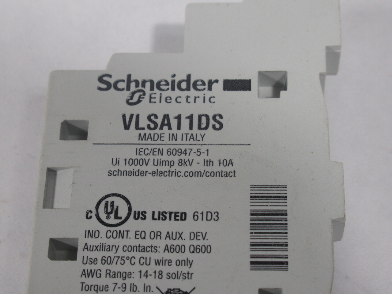 Schneider Electric VLSA11DS Auxiliary Contact for Disconnect Switch 1NO 1NC USED