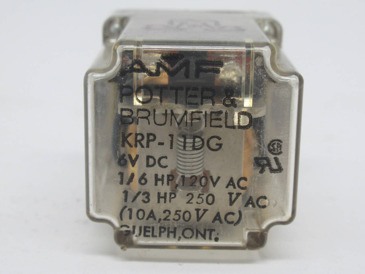 AMF/Potter & Brumfield KRP-11DG-6 Plug-In Relay 6VDC 10A 2C DPDT 8-Pin USED