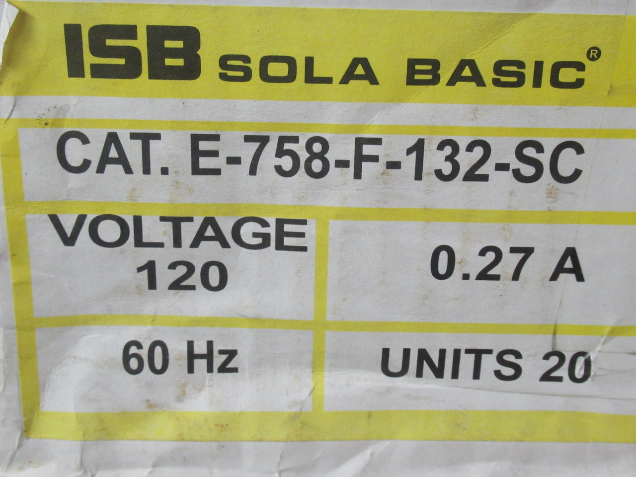 SOLA E-758-F-132-SC Instant Start Ballast 120V 0.27A 60Hz *LOT OF 11* NOP