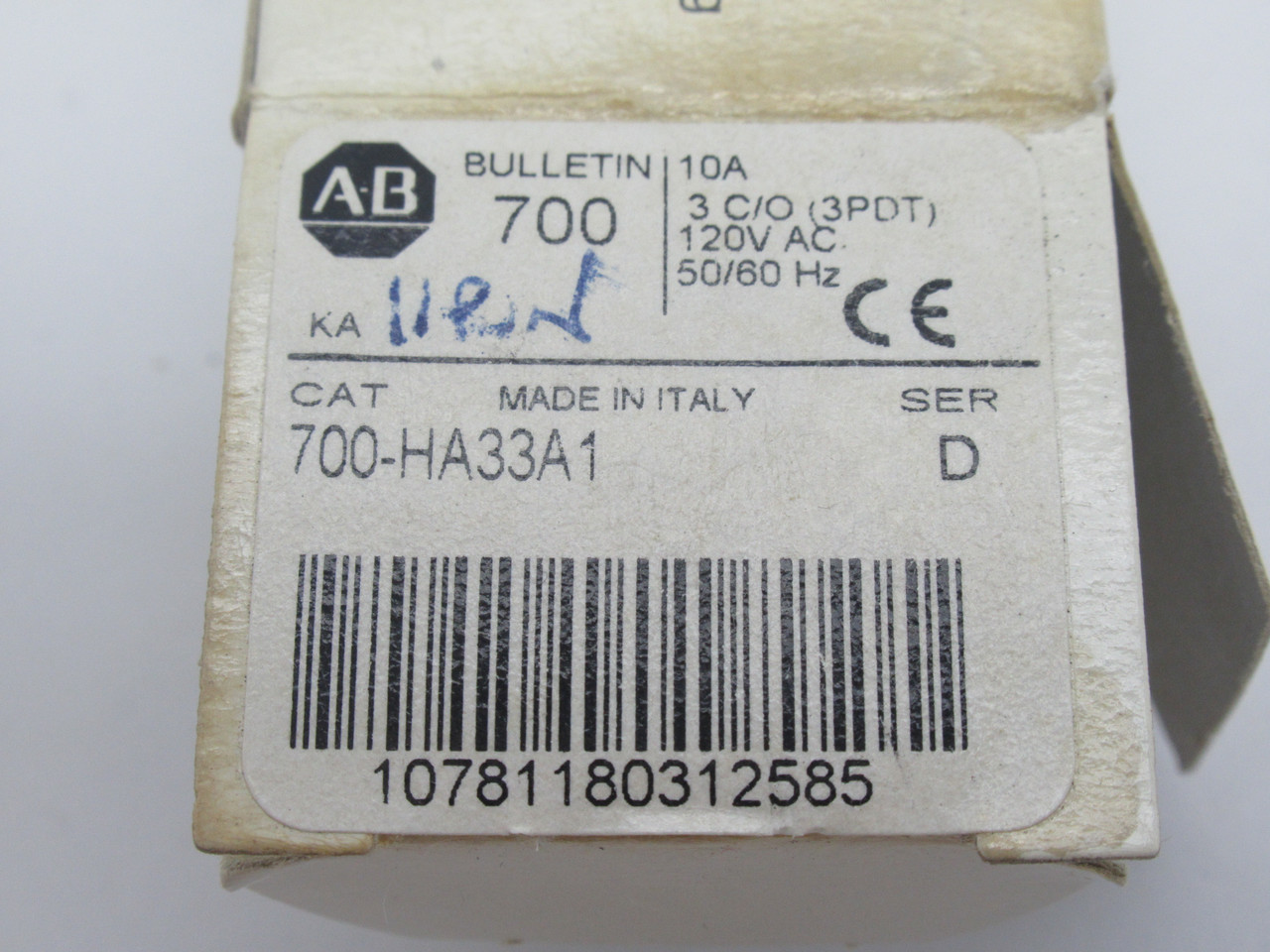 Allen-Bradley 700-HA33A1 Plug-In Relay Ser. D 120VAC 50/60Hz 10A 11-Pin NEW