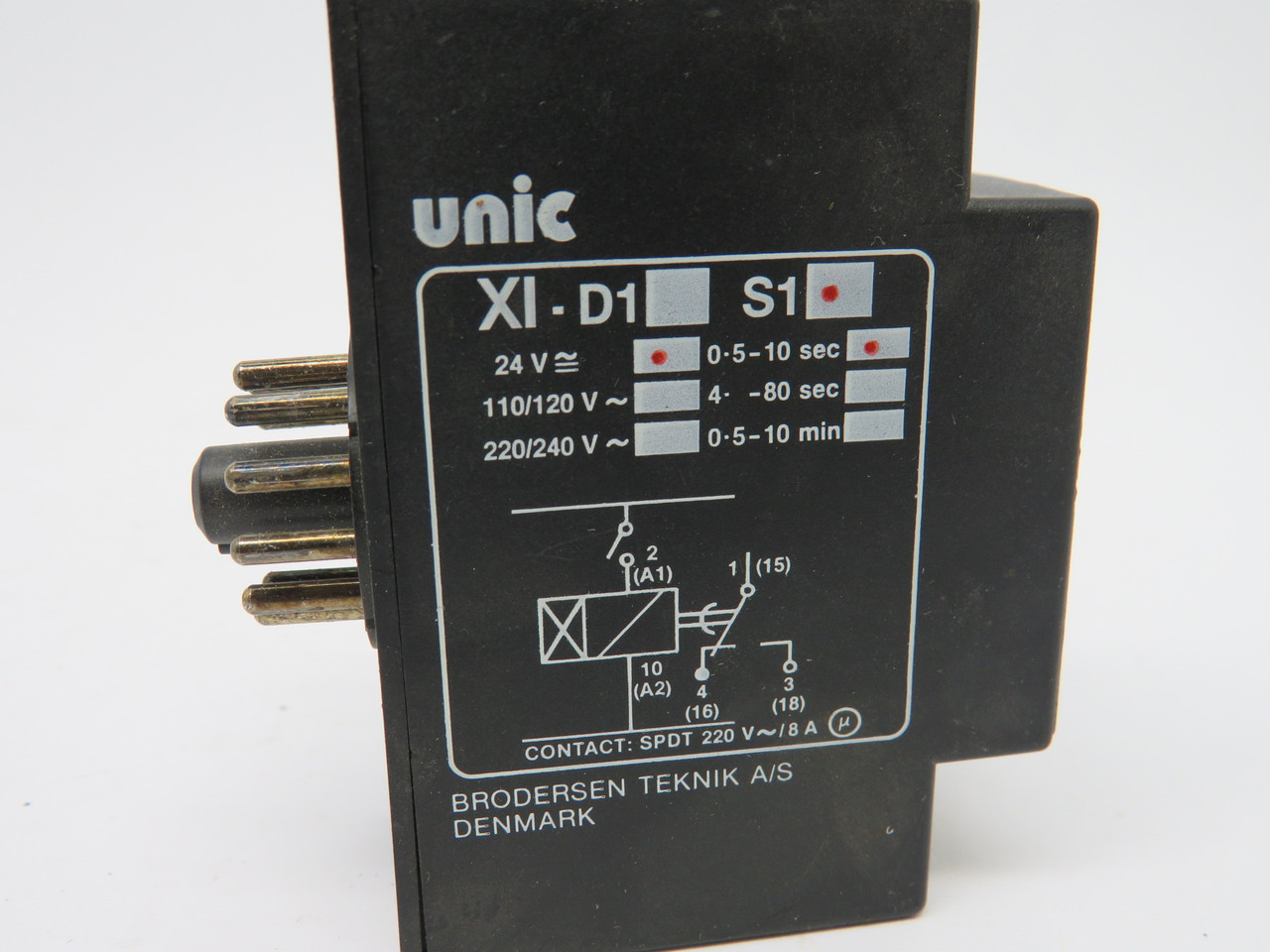 Unic XI-S1-24VDC On-Delay Electronic Timer 0.5-10sec 24V USED