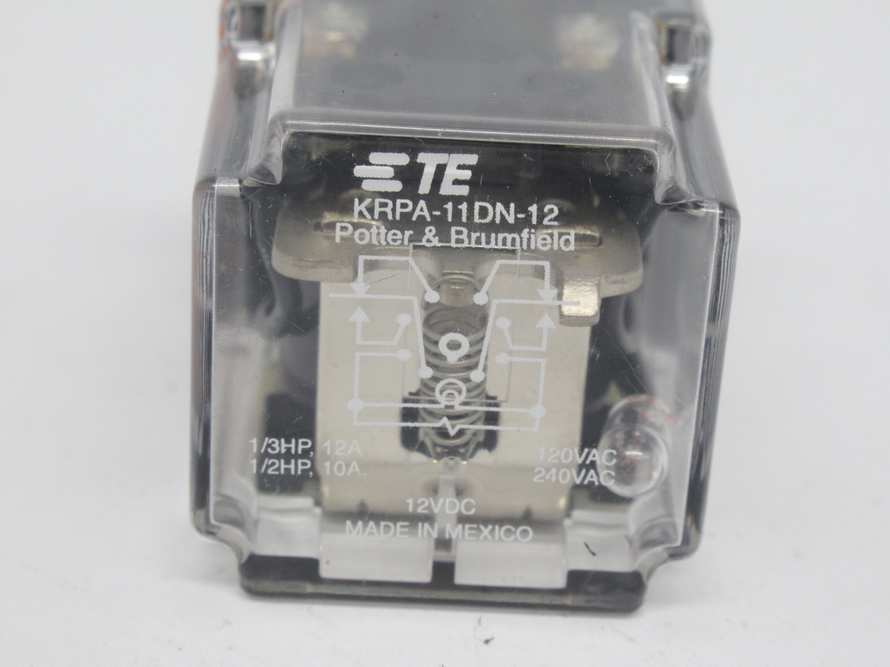 TE/Potter & Brumfield KRPA-11DN-12 Plug In Relay 12VDC 1/3HP 12A 8-Pin USED