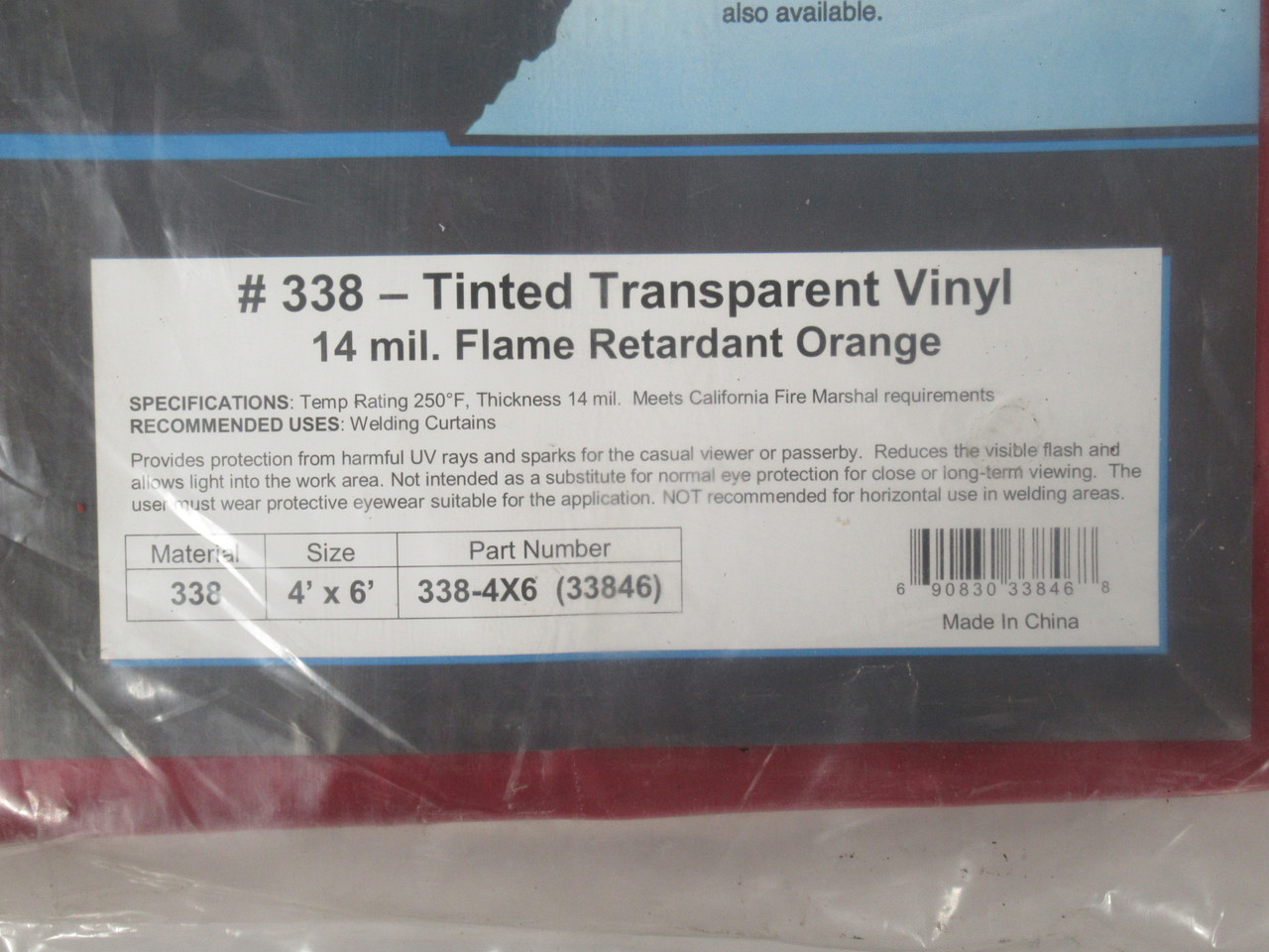Steiner 338-4X6 Tinted Transparent Vinyl Welding Curtain Orange 14mil 4'x6' NWB