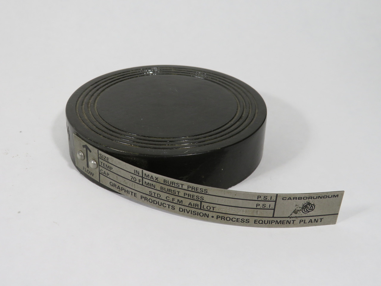 Carborundum Falls Impervious Graphite Rupture Disc 2" Size 210psi Max NOP