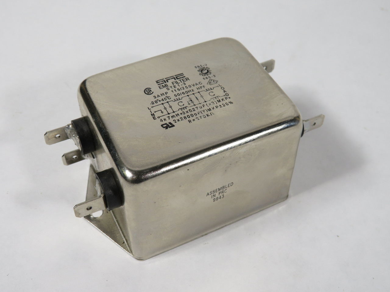 SAE STE1-3 EMI Filter 3A 115/250V 50/60Hz USED