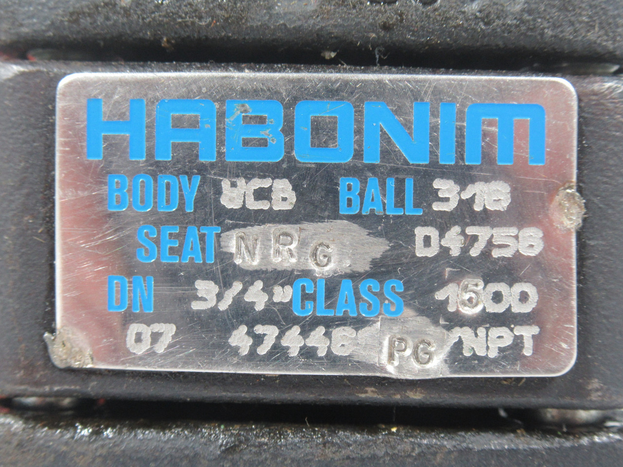 Habonim 07474486PG/NPT Ball Valve 3/4" NPT WCB Body 316 Ball NRG Seat USED