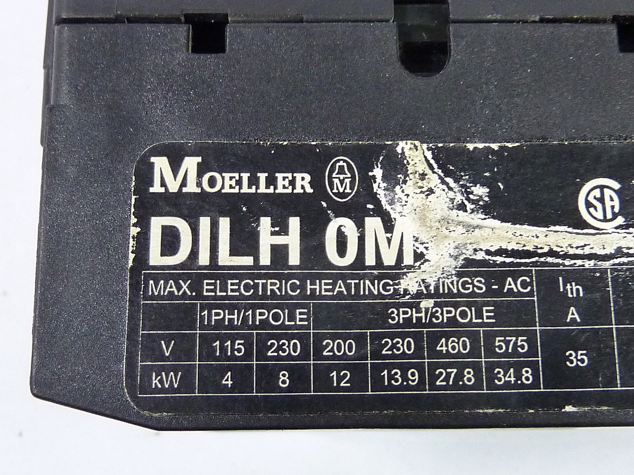 Moeller DILH0M24V60HZ Contactor 24V 60Hz DAMAGED LABEL USED