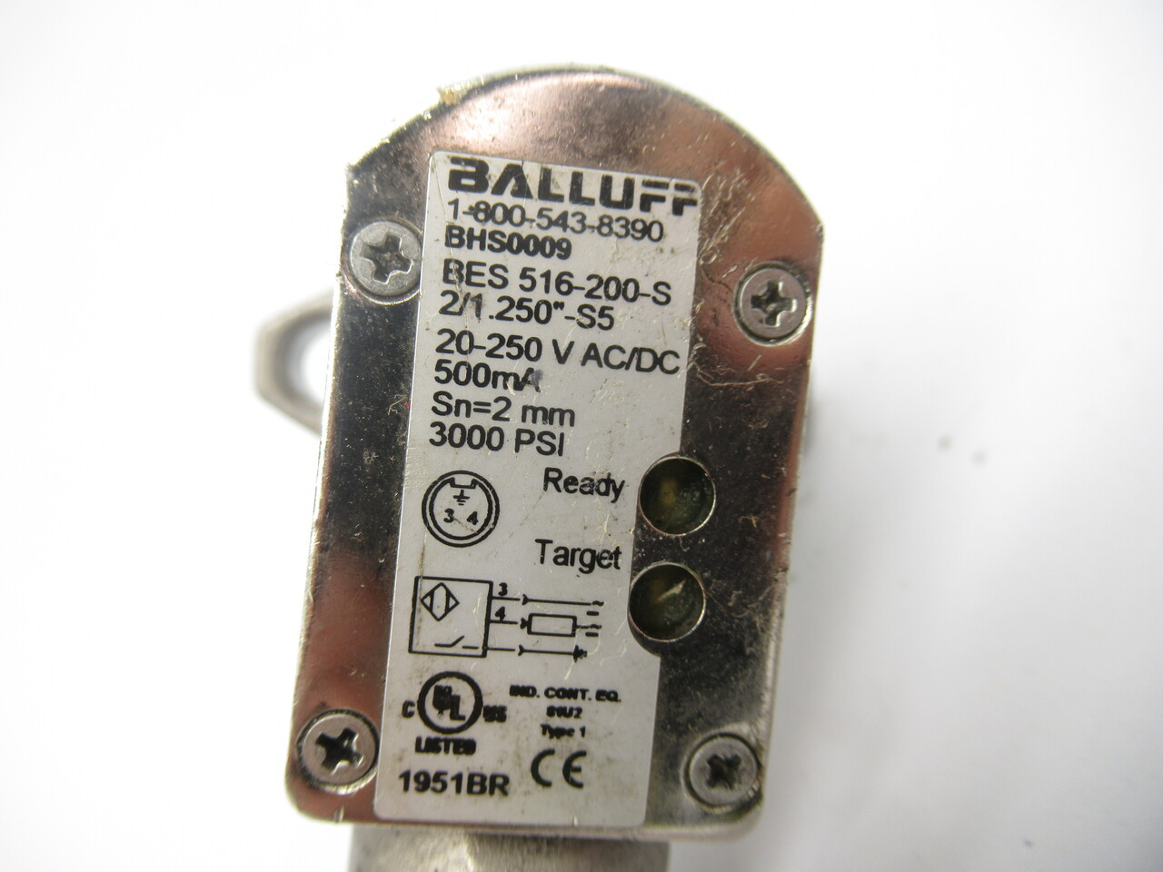 Balluff BES-516-200-S2/1.250"-S5 Pressure Rated Inductive Sensor NO RING USED