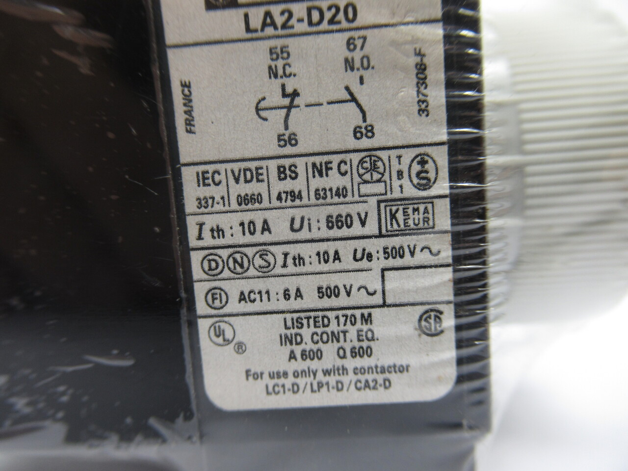 Telemecanique LA2-D20 Time Delay Module 0.1-3 Seconds Delay 10A NOP