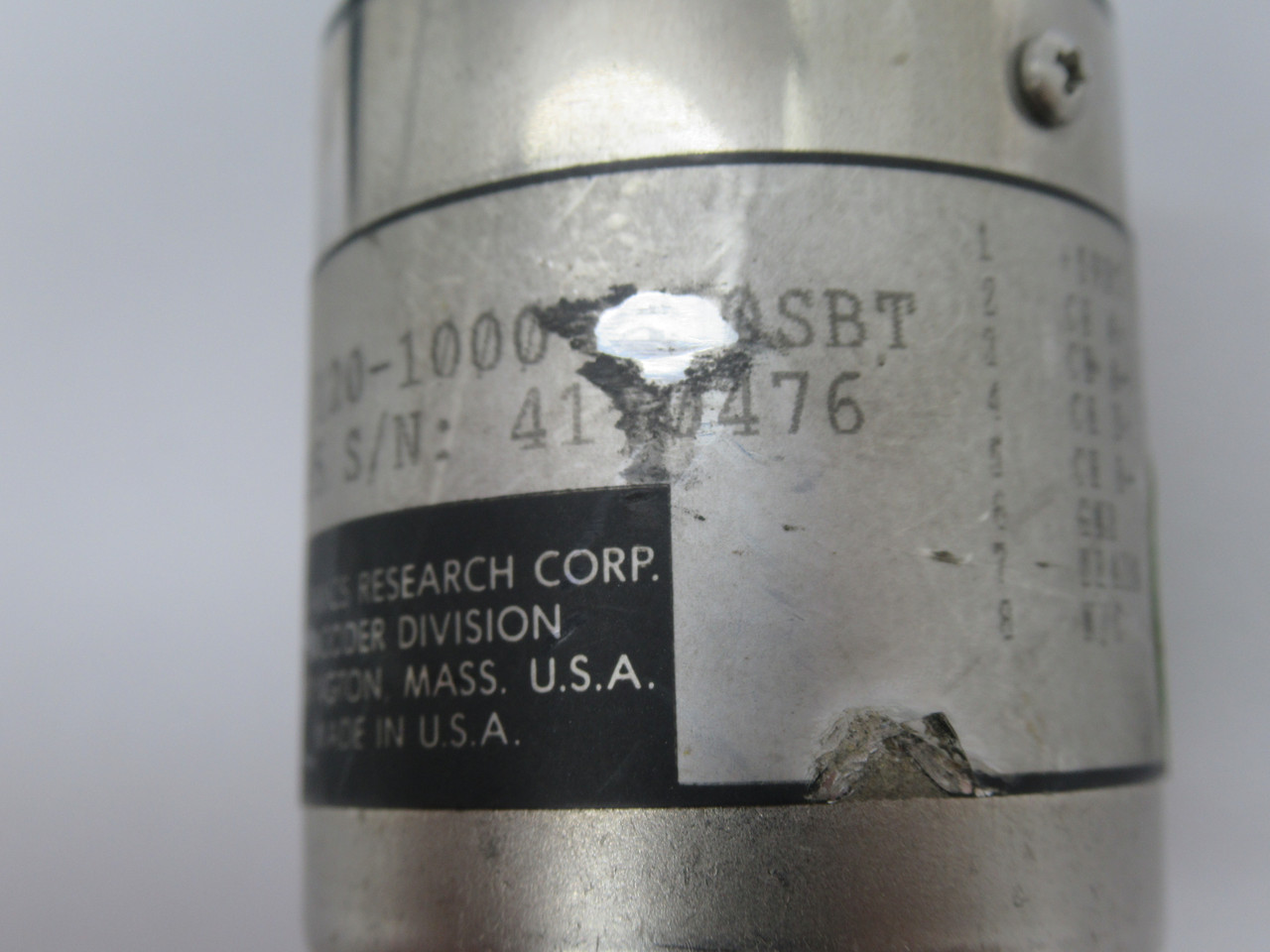 Dynamics Research 153/120-1000-120SBT Encoder w/ Cable 5VDC 3m Length USED