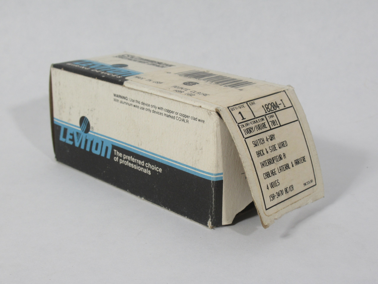 Leviton 18204-I 4-Way Toggle Switch 15A 347VAC *DAMAGED BOX* NEW