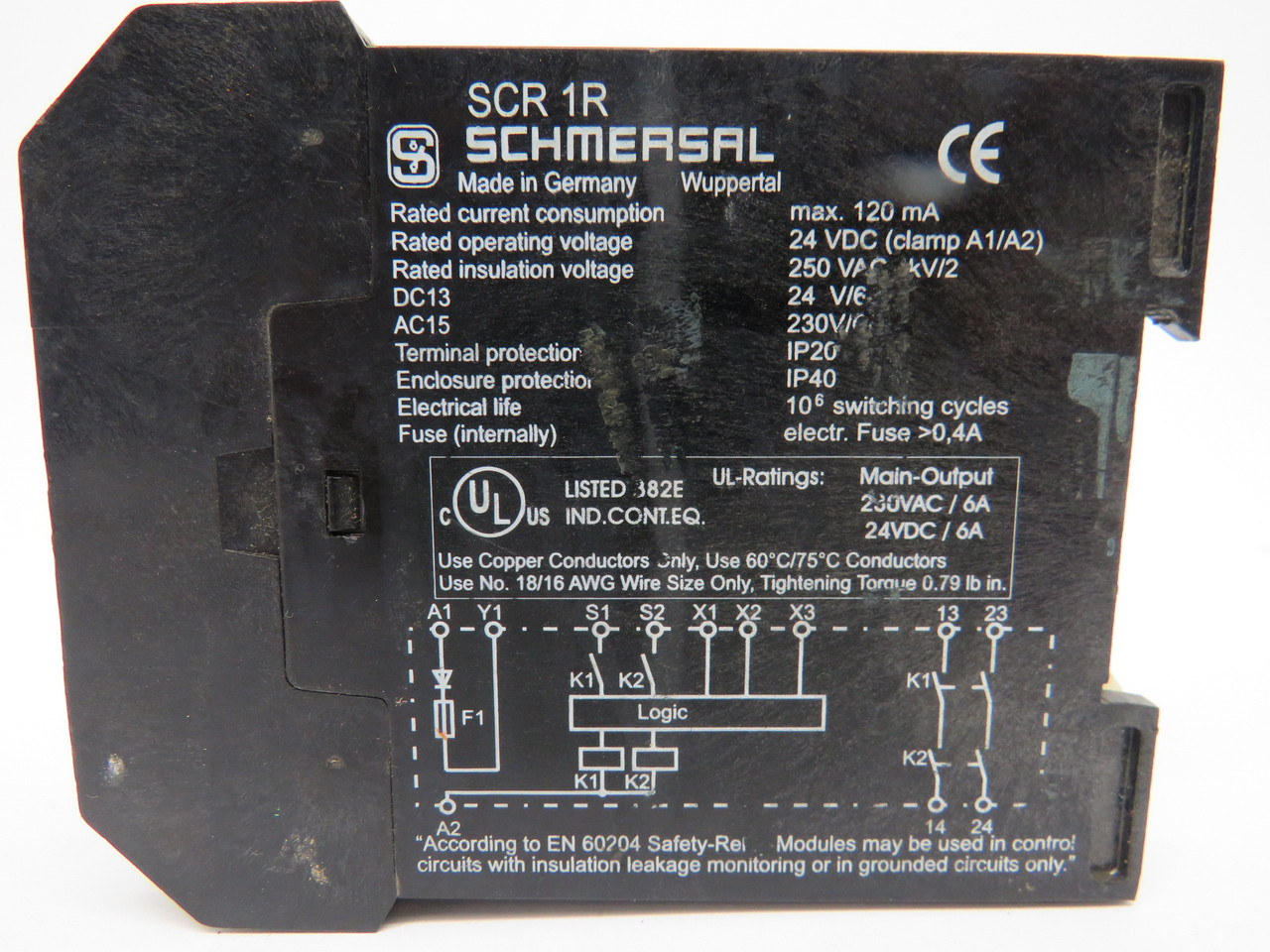 Schmersal SCR-1R Safety Monitoring Module 230VAC/6A 24VDC/6A USED