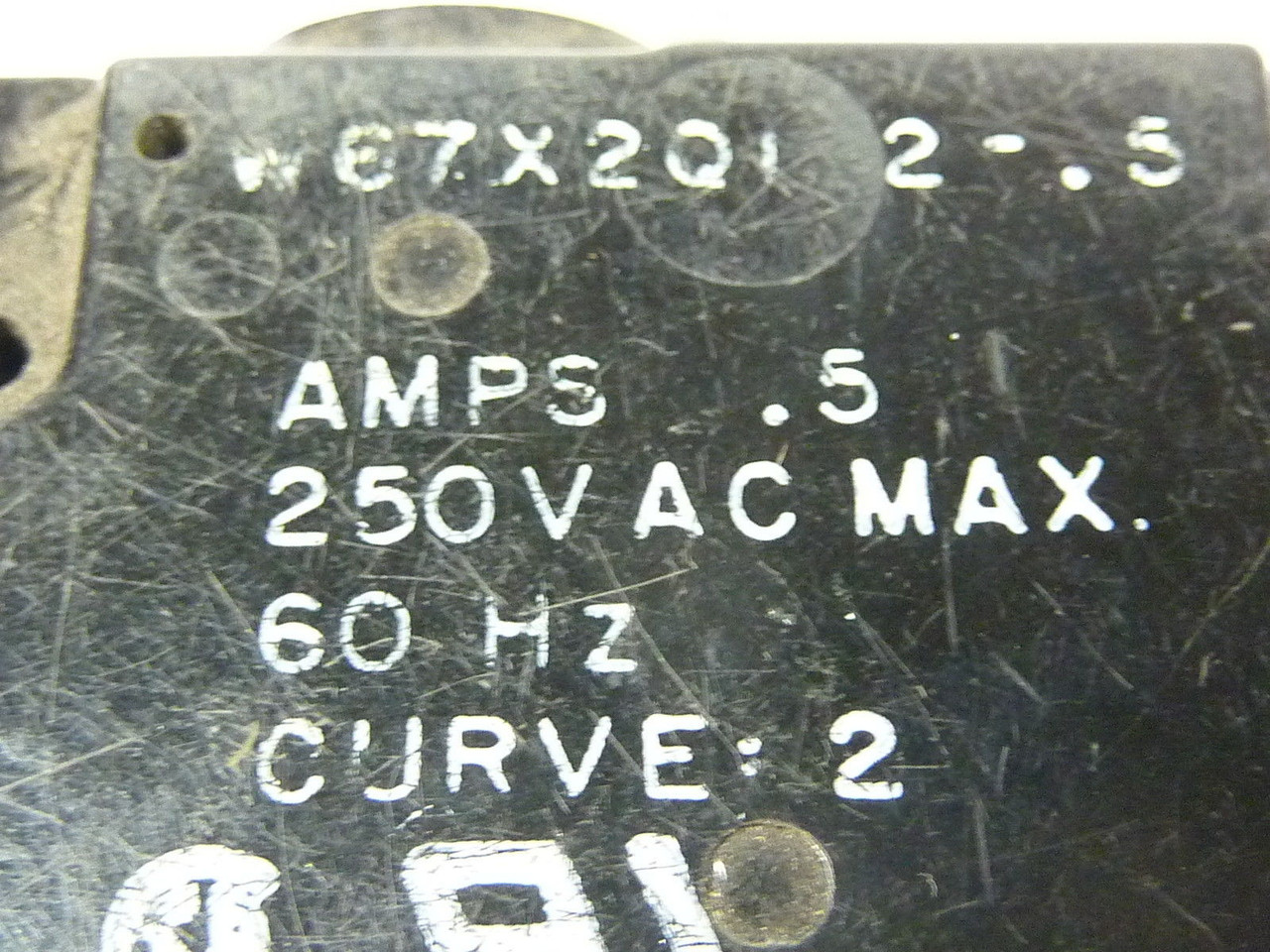 Potter & Brumfield W67X2Q1-2-.5 Circuit Breaker 0.5A 250VAC USED