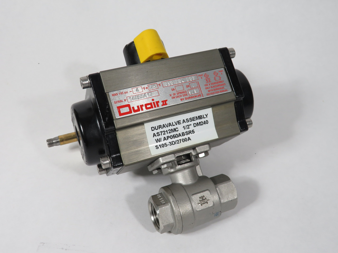 DurAir AS7212MC Ball Valve and Pneumatic Actuator Assembly w/AP050ABSR5 NOP