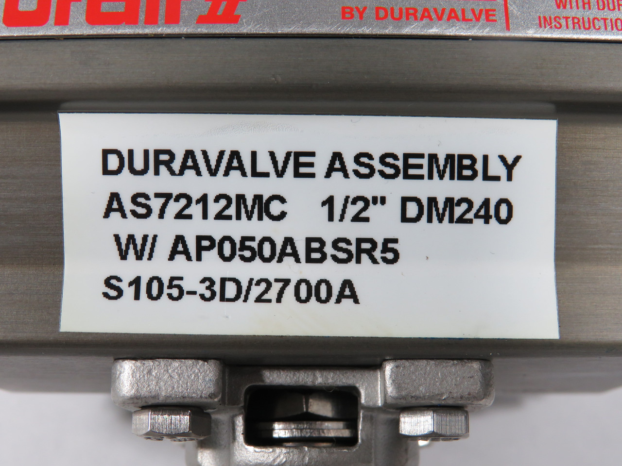 DurAir AS7212MC Ball Valve and Pneumatic Actuator Assembly w/AP050ABSR5 NOP