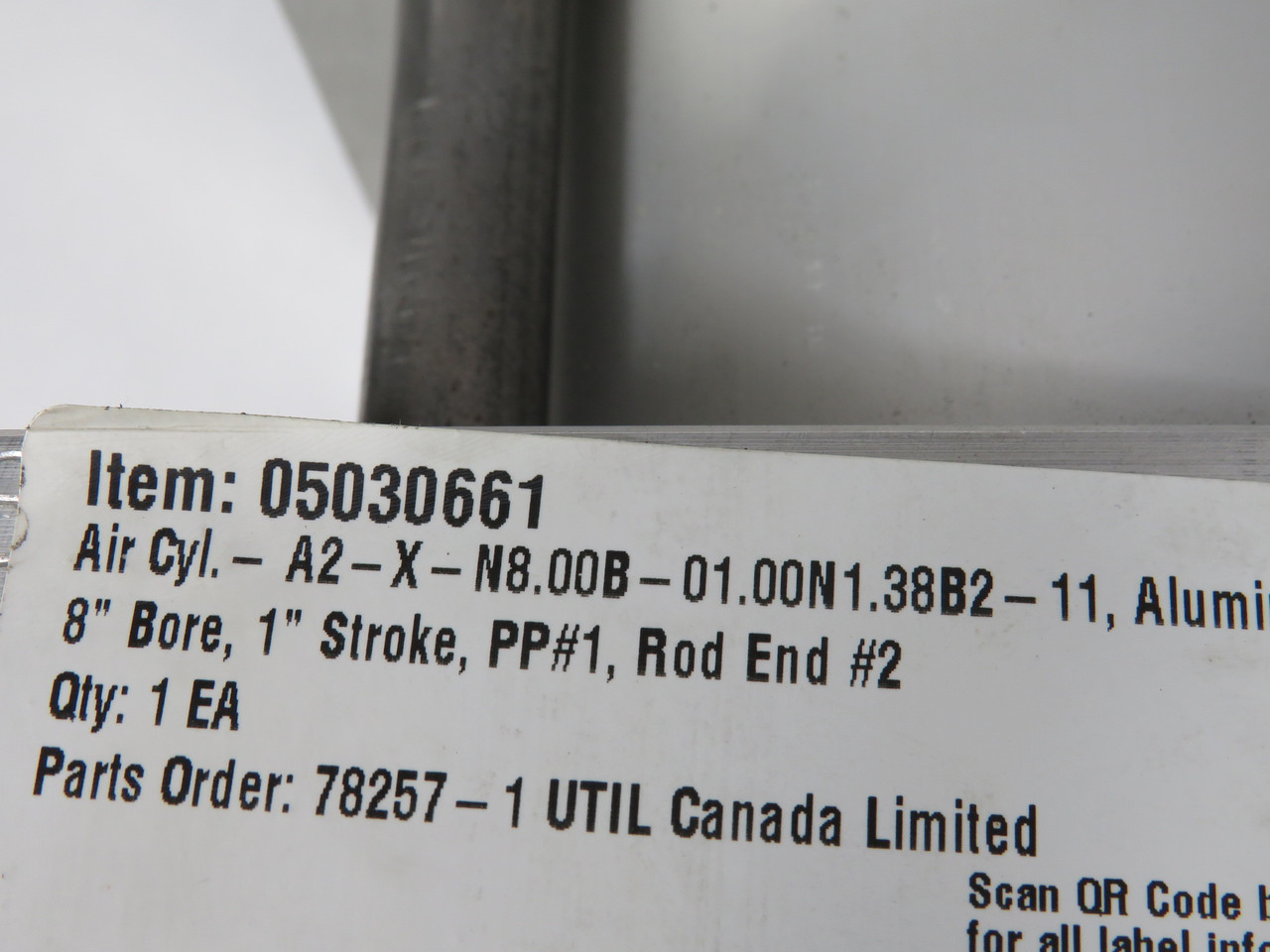 Yates A2-X-N8.00B-01.00N1.38B2-11 Pneumatic Cylinder 8" B 1" S SHELF WEAR NOP