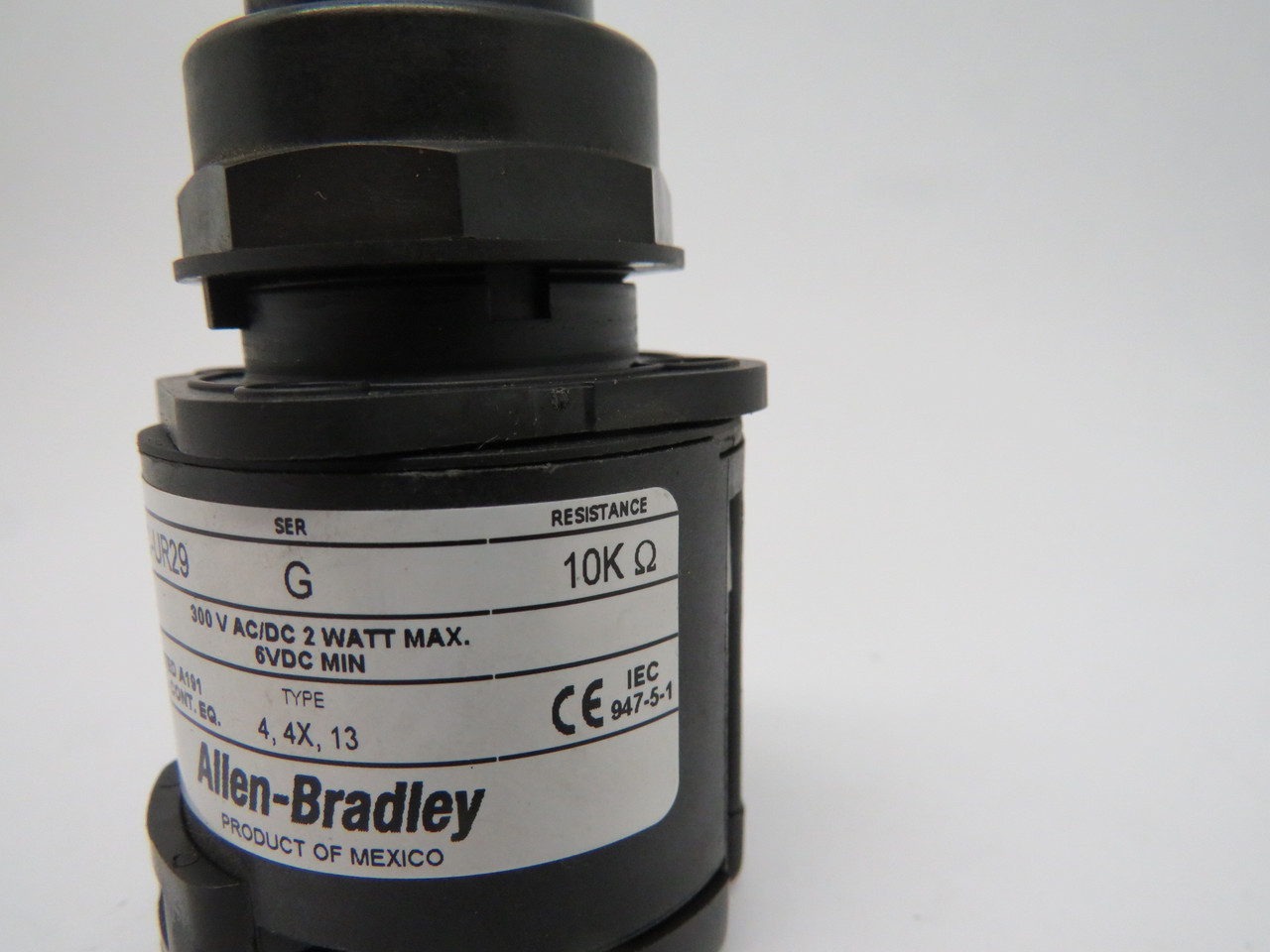 Allen-Bradley 800HC-UR29 Potentiometer Switch 10K ohms 300VAC/DC 2W Ser G USED