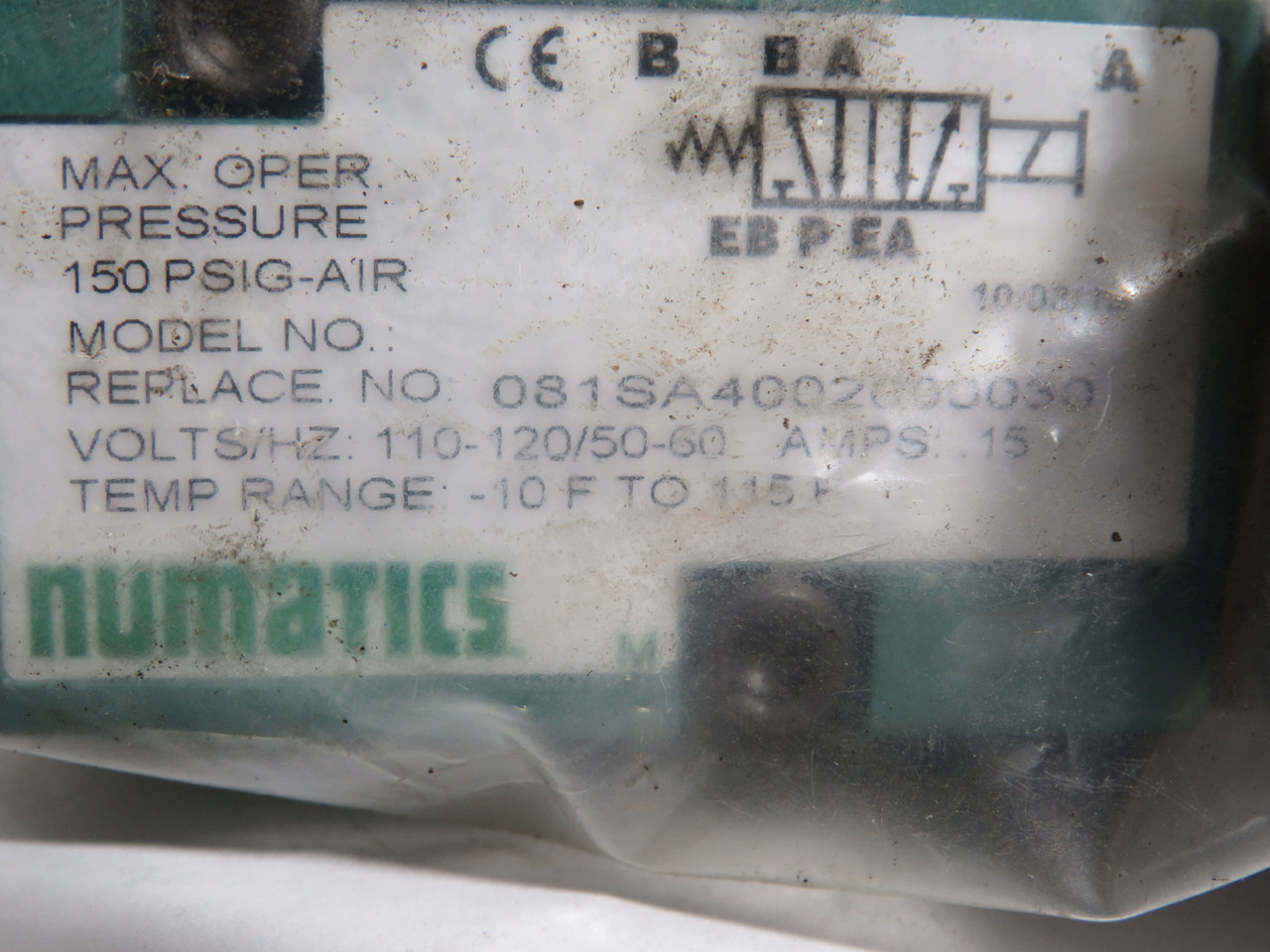 Numatics 081SA4002000030 4/2-Way Solenoid Valve 100-115V@50Hz 110-120V@60Hz NWB