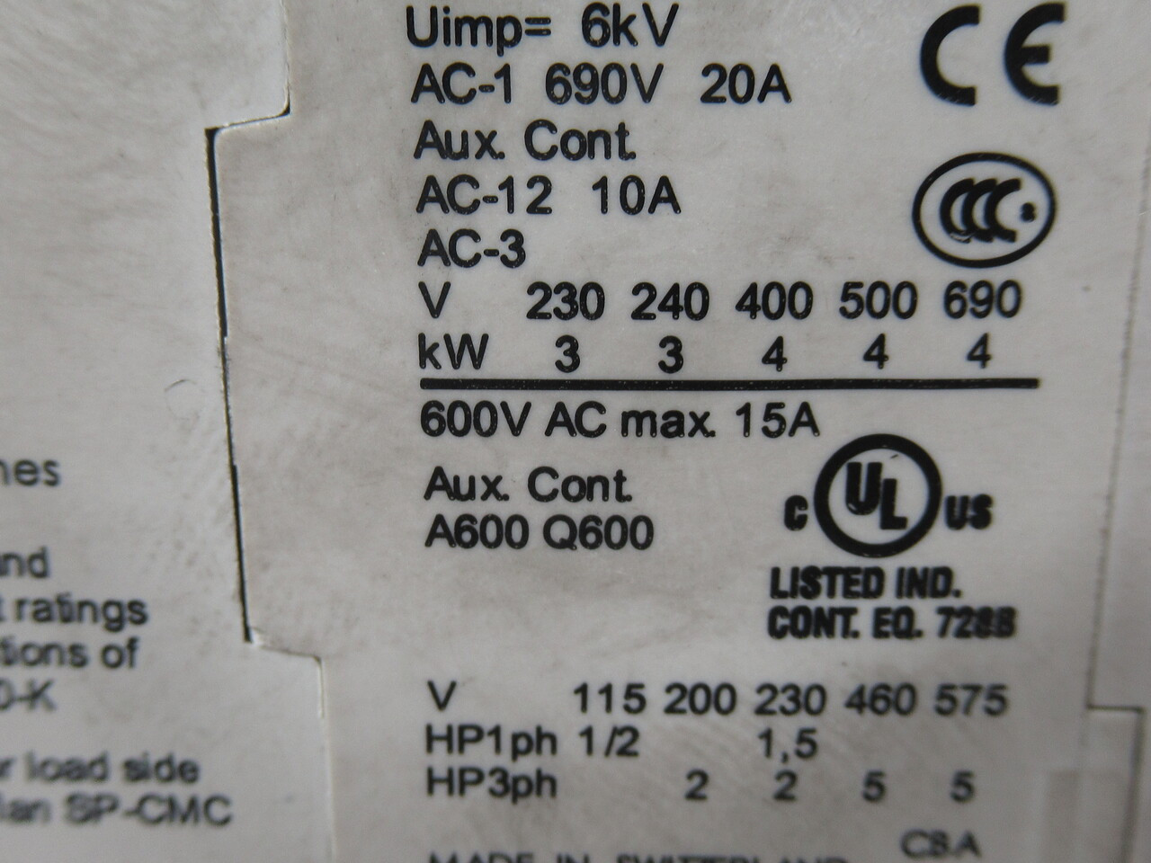 Allen-Bradley 100-K09D10 Miniature Contactor 600VAC Coil 110/120V 50/60Hz USED